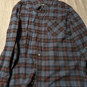 CO Men's Casual Blue and Black Plaid Shirt